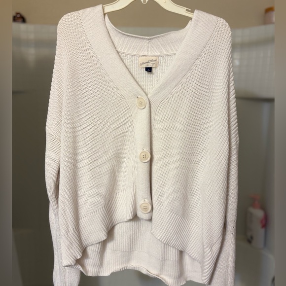 Women's White/Cream Button-Up Sweater - Picture 1 of 4